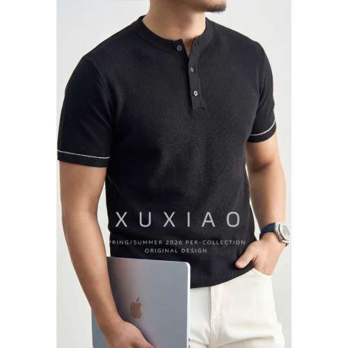 XUXIAO短袖繁花肌理男士休闲T恤
