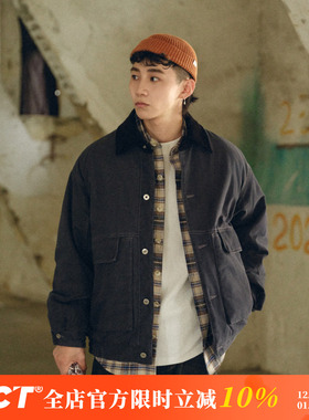 BDCT 复古水洗灯芯绒拼接翻领大口袋工装外套冬季加厚保暖棉衣男