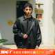 BDCT 复古潮牌哑光翻领宽松PU皮夹克机车服男春秋款 休闲皮衣外套