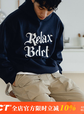 BDCT 春秋新款字母印花连帽卫衣男潮流宽松休闲套头上衣情侣帽衫