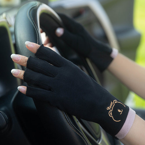 纯棉半指手套女薄款开车采茶透气