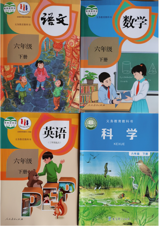 正版教科书6下语文数学科学英语