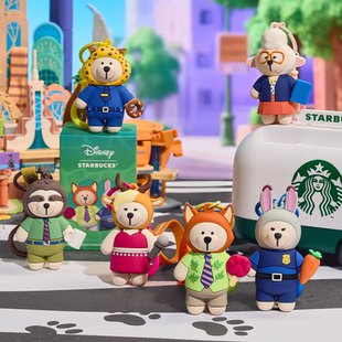 星巴克迪士尼盲盒2025疯狂动物城朱迪兔子尼克卡通钥匙扣包包挂件