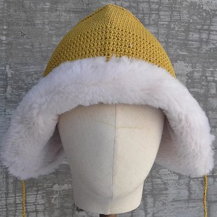 冬季雪乡拍照旅游保暖羊毛亚麻棉帽复古中国风男女通用亲子百搭帅