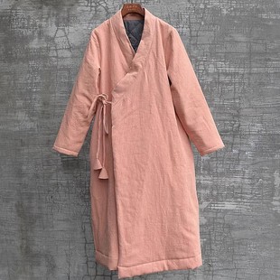 女冬季薄款棉花交领汉服唐装长袍棉衣棉袍复古国风显瘦保暖可水洗