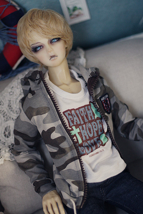 【endless】bjd/sd/dd/大叔迷彩连帽衫无袖t恤日常服娃衣男娃外套