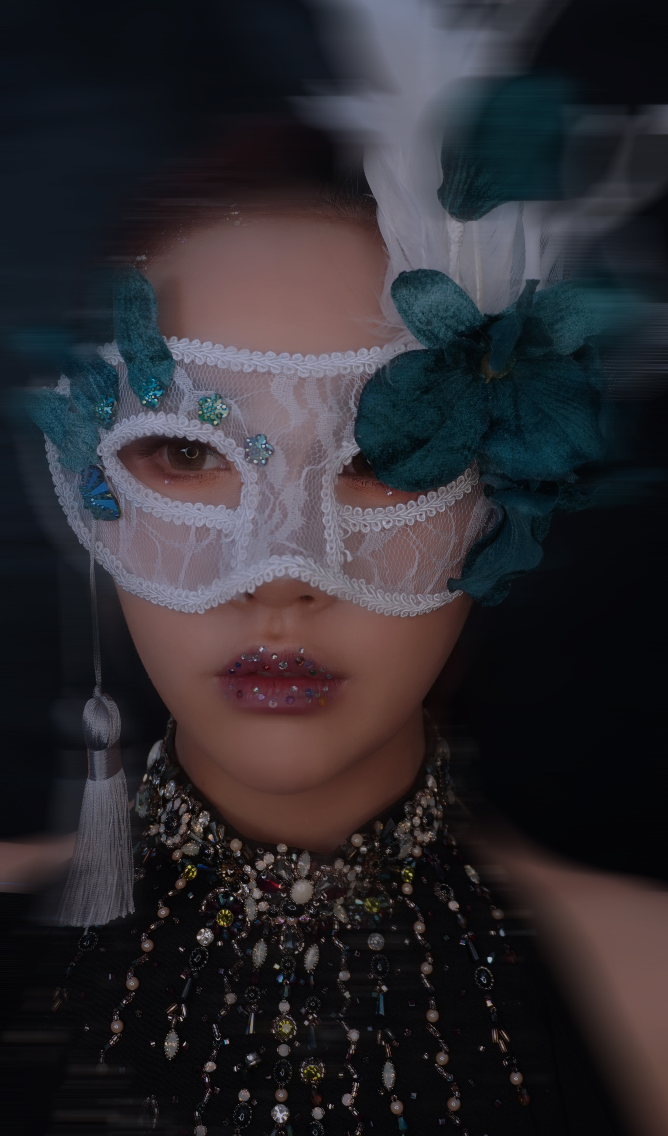 白色墨绿色美女写真面具假面歌手舞会酒吧夜店万圣节聚会蒙面时尚