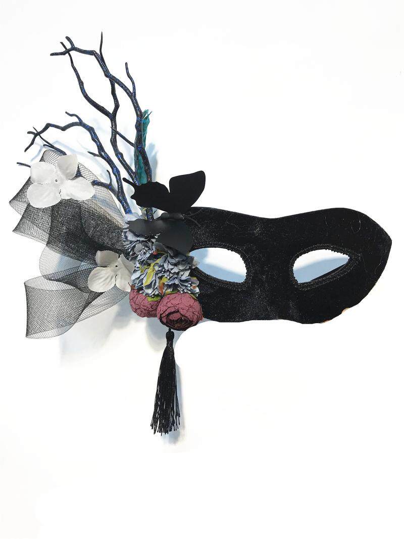 黑色侧边流苏美女抖音万圣节派对流苏假面蒙面歌手面具公主女款潮