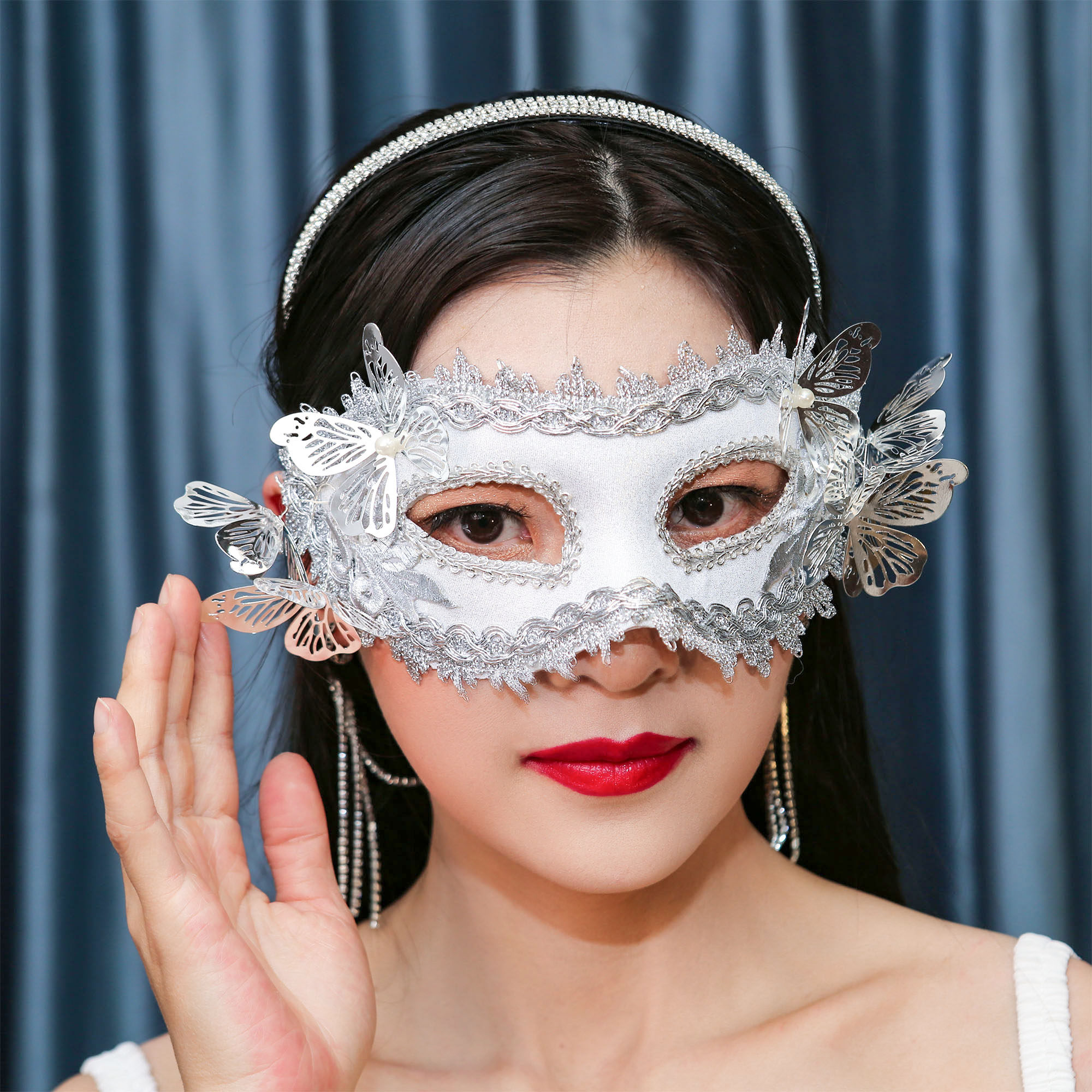 假面女凰蝴蝶亮片面具半脸古装面罩成人性感眼罩舞会派对万圣节