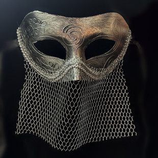 男士朋克夸张银色简约蒙面罩歌手唱将万圣节假面舞会面具男款抖音