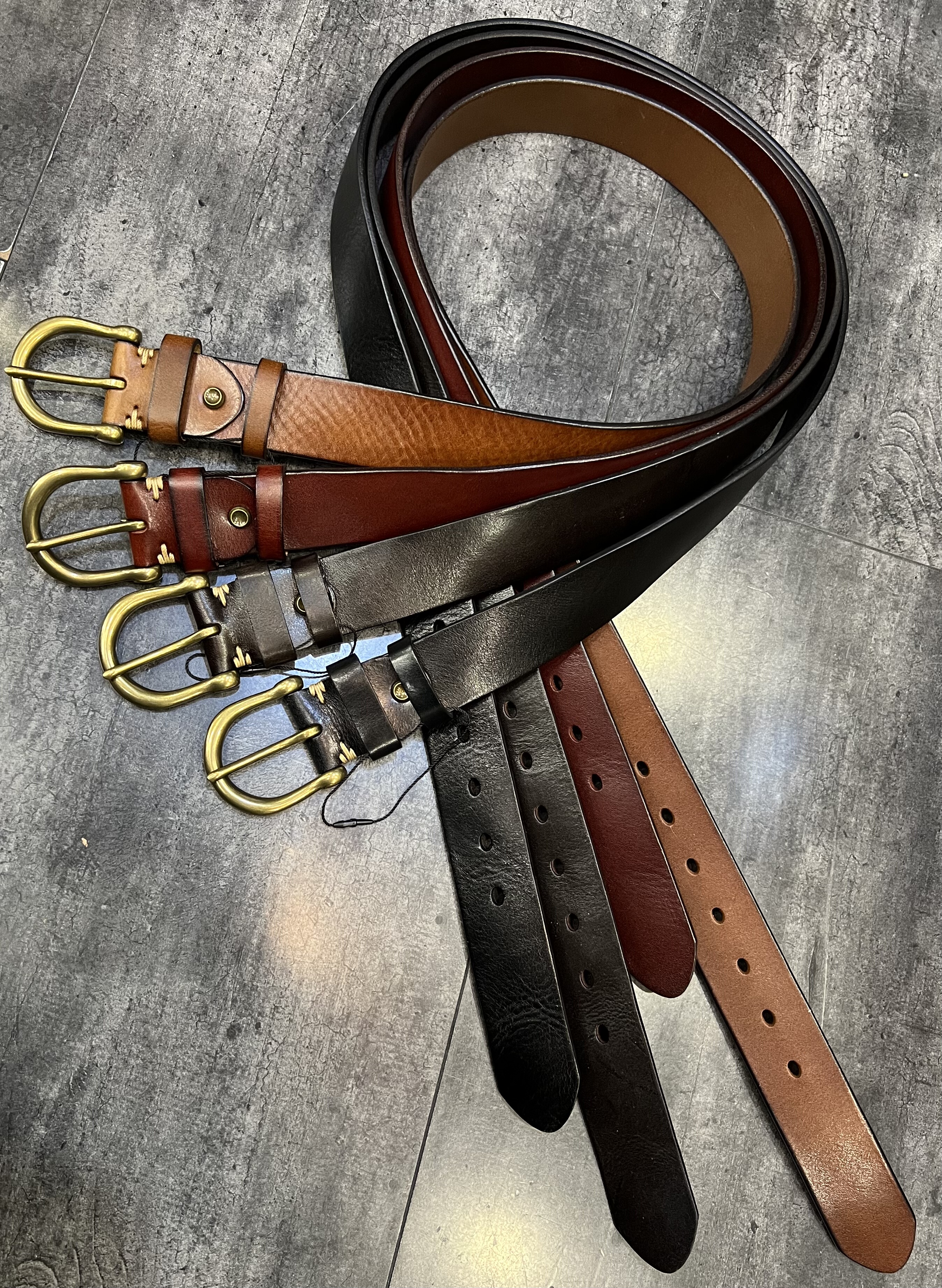 6号店马蹄型实心铜扣头4.0cm植楺树膏头层牛皮皮带男士真皮腰带