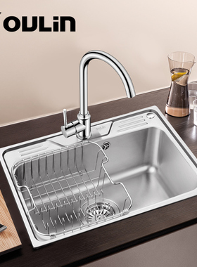 欧琳水槽单槽 不锈钢水槽单槽套餐洗菜盆加厚厨房洗菜池OLWG60460