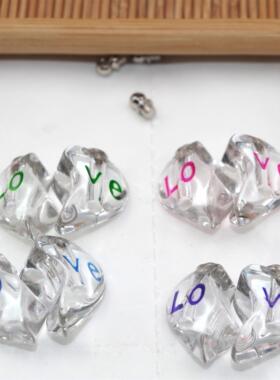 love水晶刻字饰品情侣吊坠项链
