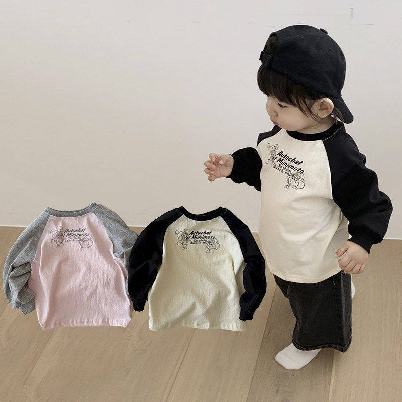 GOGUMA卡通拼色长袖T恤！韩国童装代购2026春款男女童中大童上衣,童装/婴儿装/亲子装,T恤,淘宝优惠券,粉丝福利购,淘宝优惠卷