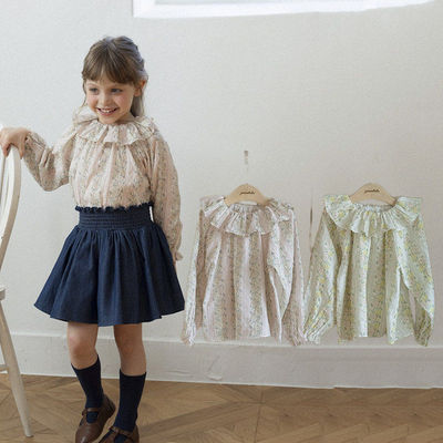 perro碎花甜美长袖衬衫！韩国童装代购2026春女童中小童长袖上衣