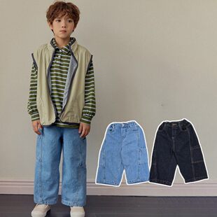 HANS侧口袋牛仔裤！QZ韩国童装 26春中大童百搭直筒裤