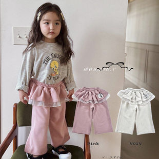 POISSON松紧假两件休闲裤！韩国童装代购2026春款女童休闲裤