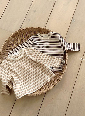 valu条纹打底衫！筱筱QZ~韩国童装代购 26春款婴幼儿小童休闲T恤