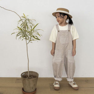 LOVIN纯色休闲背带裤 代购 2026春男女童中小童休闲裤 韩国童装