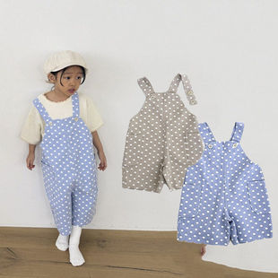 LOVIN波点拼色背带裤 代购 2026春男女童中小童休闲裤 韩国童装