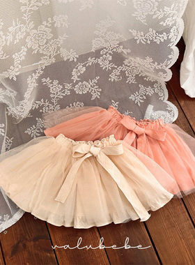 valu网纱系带A字裙！筱筱QZ~韩国童装代购26春款婴幼儿小童短裙