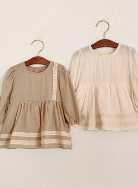 valu花边圆领连衣裙！筱筱QZ~韩国童装代购26春款婴幼儿小童裙子