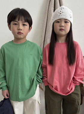 OUR圆领纯色长袖T恤！韩国童装代购2026春款男女童中大童长袖上衣