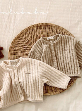 valu字母镂空外套！筱筱QZ~韩国童装代购26春款婴幼儿小童针织衫