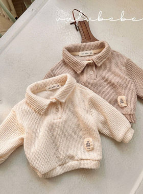 valu翻领格纹卫衣！筱筱QZ~韩国童装代购26春款婴幼儿小童polo衫