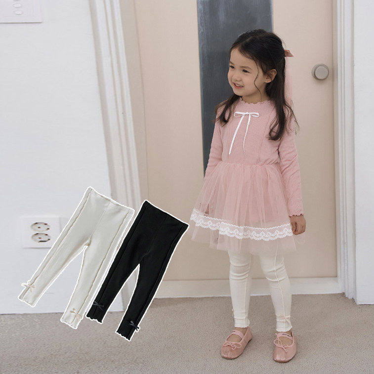 MOMOANN蝴蝶结打底裤！韩国童装代购 26春款儿童纯色木耳边长裤,童装/婴儿装/亲子装,裤子,淘宝优惠券,粉丝福利购,淘宝优惠卷