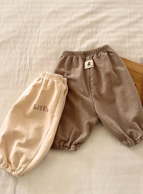 valu字母松紧腰束脚裤！筱筱QZ~韩国童装代购26春款婴幼儿运动裤