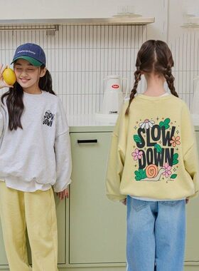 DORE印画圆领卫衣！QZ~韩国童装代购26春款中大童时尚上衣