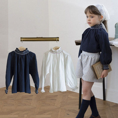 perro木耳领休闲娃娃衫！韩国童装代购2026春女童中小童长袖上衣