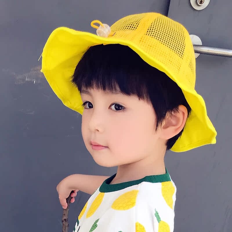 夏季儿童盆帽小童透气网眼渔夫帽
