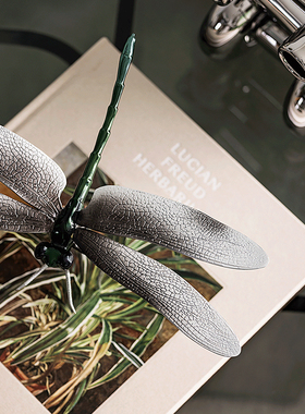 【可开票】书房复古金属蜻蜓摆件