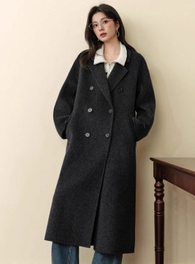 2025冬季新款长款廓形大衣翻领毛呢外套3GA570501