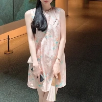 2025 云想衣裳花想容 仿醋酸新中式連衣裙女春夏新款小個子連衣裙