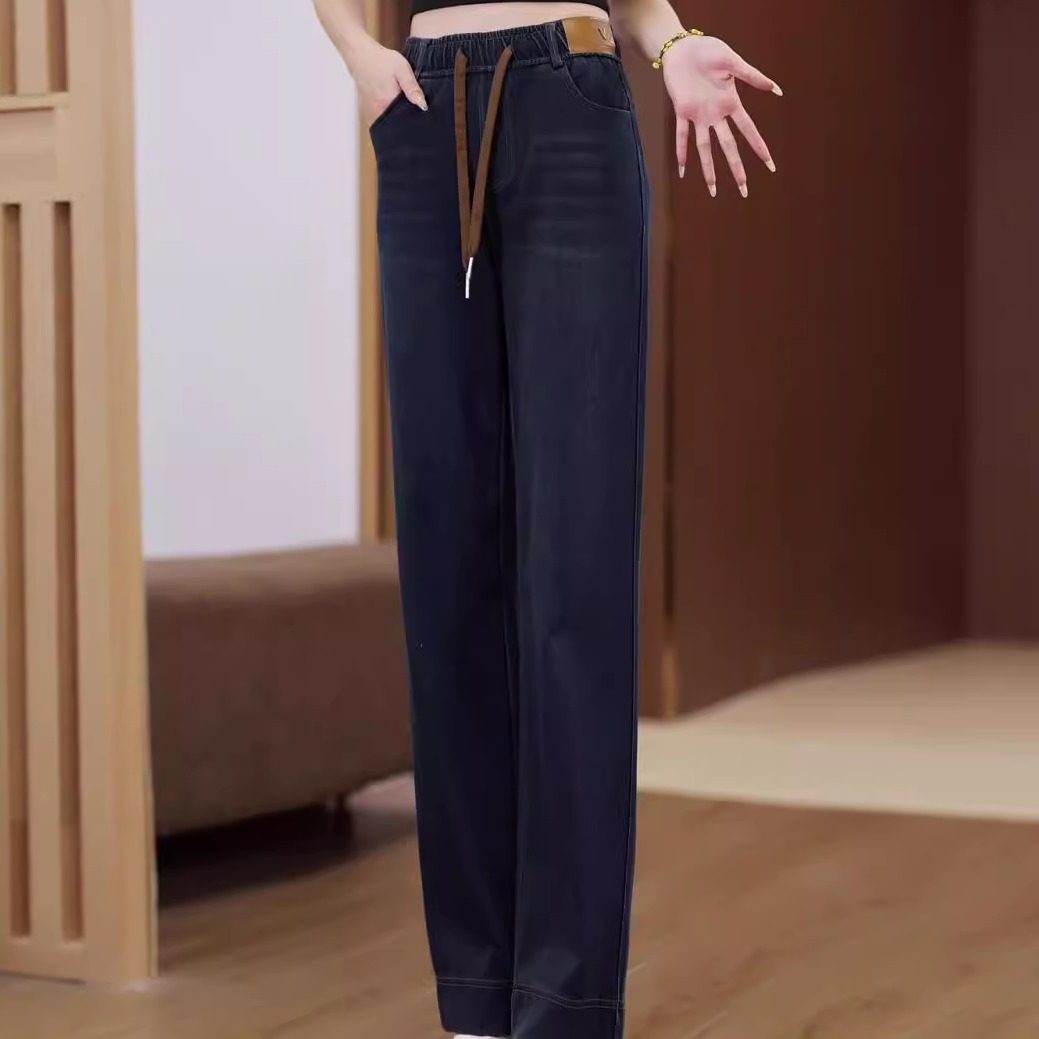 妈妈装松紧高腰牛仔裤女2025春装