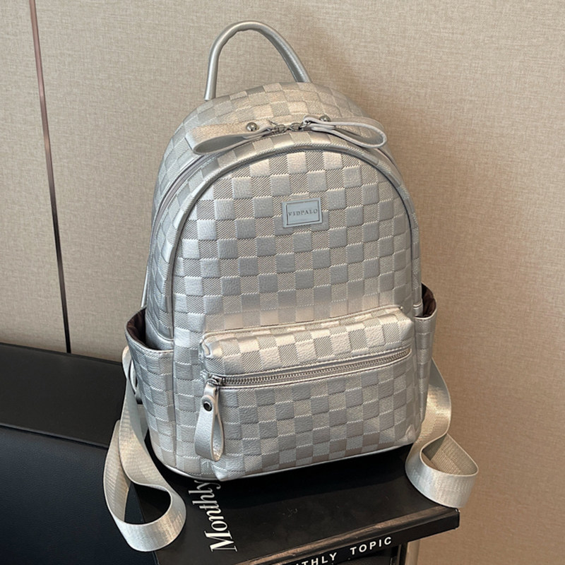 双肩包女生皮质小众高级感立体不塌书包银色大容量轻奢高颜值背包,箱包皮具/热销女包/男包,双肩背包,淘宝优惠券,粉丝福利购,淘宝优惠卷