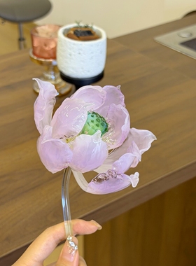 ins风琉璃荷花摆件仙气家居装饰