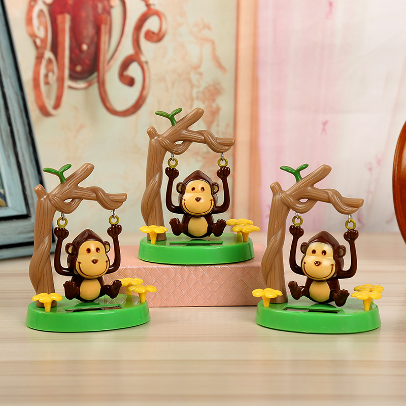 太阳能树状秋千猴子摆件