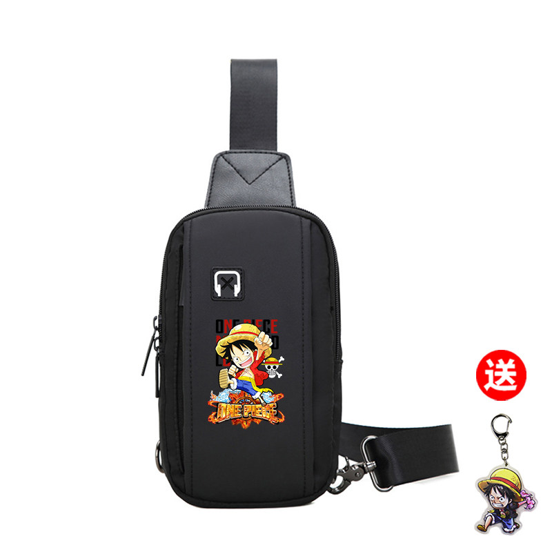 海贼王胸包男款小号青年学生拉链牛津布防水潮流轻便手机斜挎包