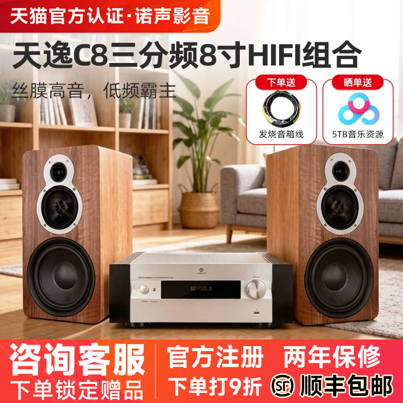 Winner/天逸童笛C8发烧hifi三分频8寸低音音响功放CD组合套装