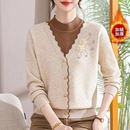 上衣羊毛衫 2025新款 百搭冬季 时尚 洋气打底 毛衣女加绒假两件针织衫