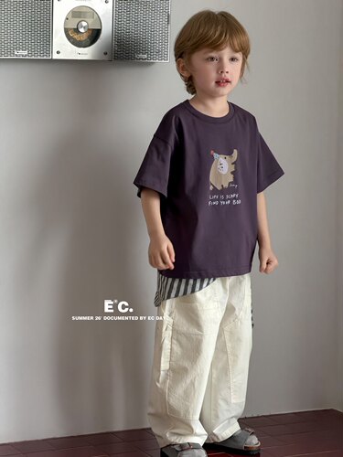 尔菲梵EC潮牌小男孩宝宝童装夏季卡通小象设计新款短袖纯棉T恤衫