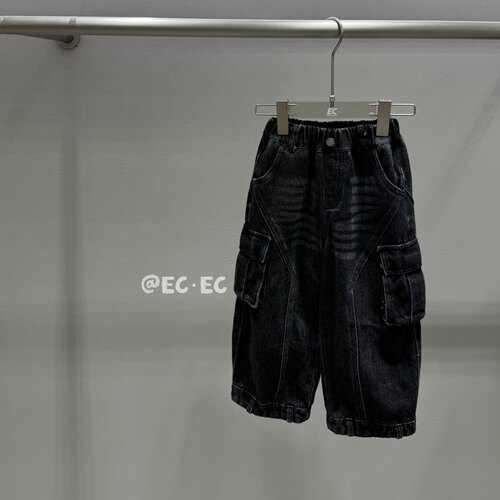 Ec尔菲梵实体店品质潮牌小男孩儿童秋款工装口袋牛仔长裤韩版洋气