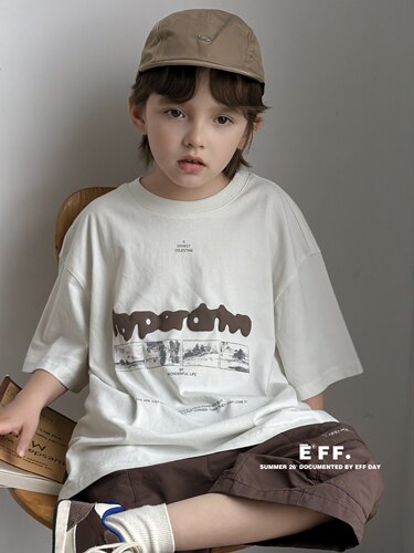 EFF尔菲梵潮牌Ec中大男孩童装夏天季休闲韩版设计款短袖纯棉t恤衫