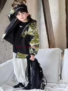 尔菲梵EC潮牌男冬天季款小童装保暖洋气拉链口袋丝棉服棉袄外套