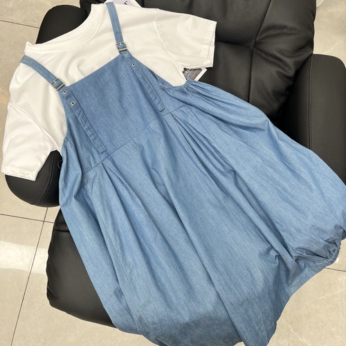 实体店品质女孩中大童装夏天季韩版牛仔大摆纯白背带裙连衣裙裙子