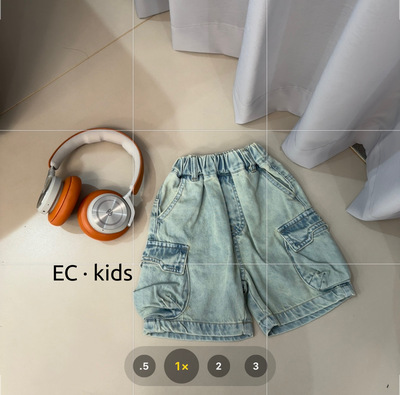 尔菲梵EC潮牌夏天季款男宝宝小童工装口袋5五分短中柔软牛仔裤子